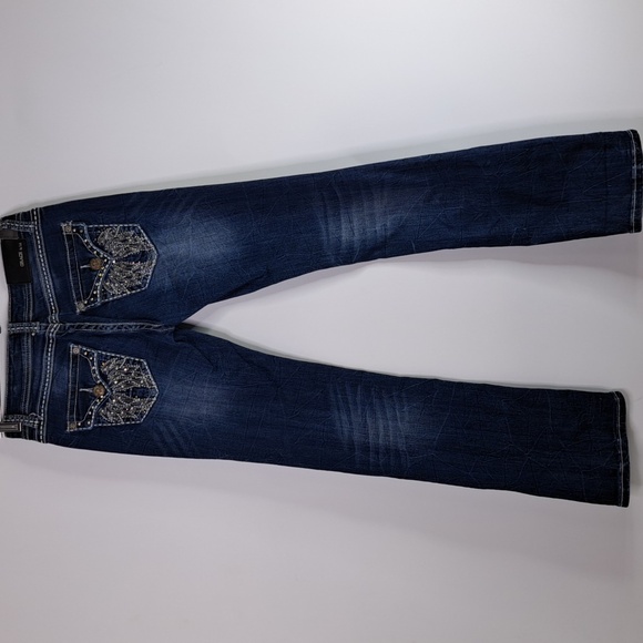 Grace in LA Bootcut Wing Bling Button Flap Back Pockets Size 27 - Picture 9 of 17